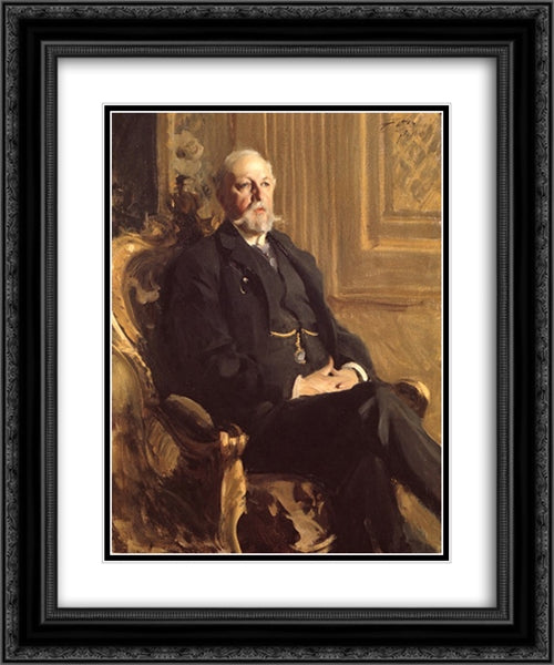 Oscar II 20x24 Black Ornate Wood Framed Art Print Poster with Double Matting by Zorn, Anders