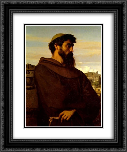 The Roman Monk 20x24 Black Ornate Wood Framed Art Print Poster with Double Matting by Cabanel, Alexandre