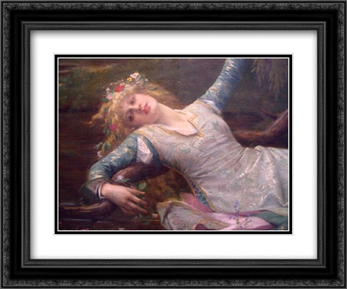 Ophelia [detail] 24x20 Black Ornate Wood Framed Art Print Poster with Double Matting by Cabanel, Alexandre