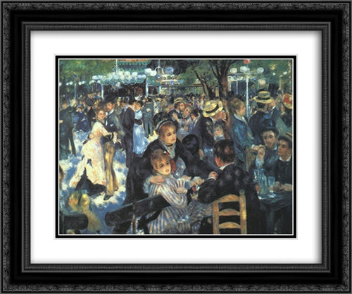 The Ball at the Moulin de la Galette 24x20 Black Ornate Wood Framed Art Print Poster with Double Matting by Renoir, Pierre Auguste