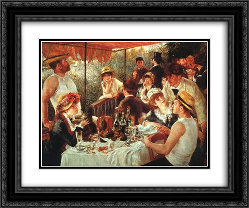 The Boating Party Lunch 24x20 Black Ornate Wood Framed Art Print Poster with Double Matting by Renoir, Pierre Auguste