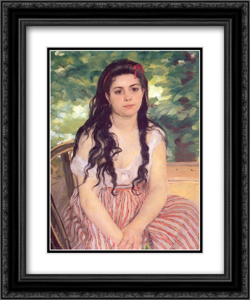 Study, Summer 20x24 Black Ornate Wood Framed Art Print Poster with Double Matting by Renoir, Pierre Auguste