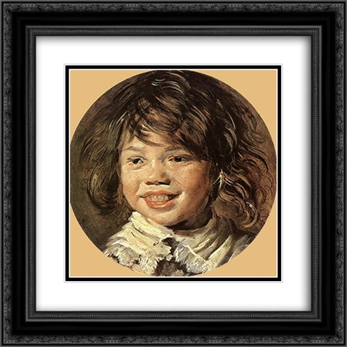 Laughing Child 20x20 Black Ornate Wood Framed Art Print Poster with Double Matting by Hals, Frans