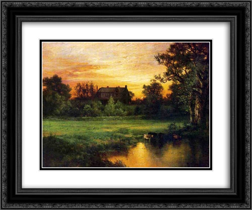 Easthampton 24x20 Black Ornate Wood Framed Art Print Poster with Double Matting by Moran, Thomas