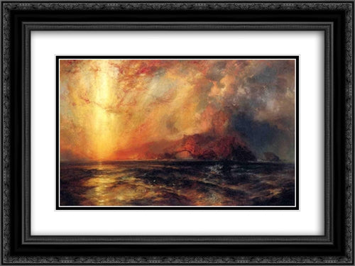 Fiercely the Red Sun Descending, Burned His Way across the Heavens 24x18 Black Ornate Wood Framed Art Print Poster with Double Matting by Moran, Thomas