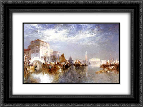 Glorious Venice 24x18 Black Ornate Wood Framed Art Print Poster with Double Matting by Moran, Thomas