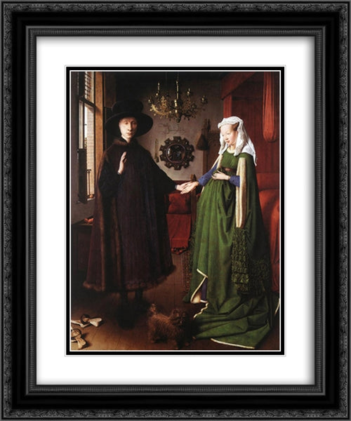 Portrait of Giovanni Arnolfini and his Wife 20x24 Black Ornate Wood Framed Art Print Poster with Double Matting by van Eyck, Jan
