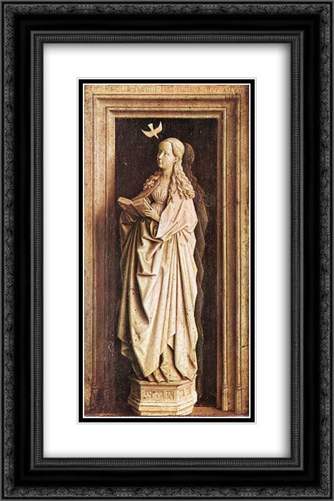 Annunciation 16x24 Black Ornate Wood Framed Art Print Poster with Double Matting by van Eyck, Jan