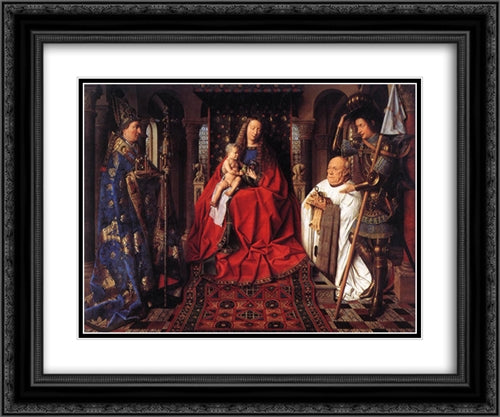 The Madonna with Canon van der Paele 24x20 Black Ornate Wood Framed Art Print Poster with Double Matting by van Eyck, Jan