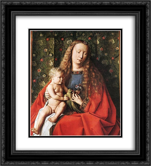 The Madonna with Canon van der Paele [detail: 2] 20x22 Black Ornate Wood Framed Art Print Poster with Double Matting by van Eyck, Jan