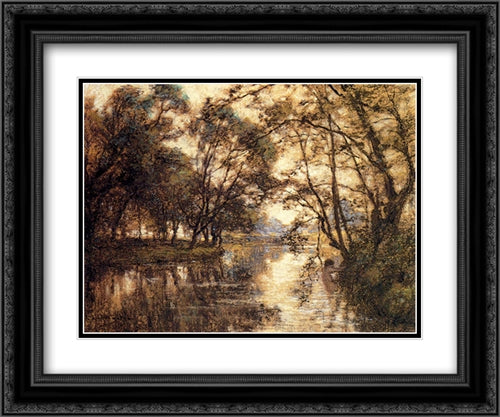 Chelles 24x20 Black Ornate Wood Framed Art Print Poster with Double Matting by L'Hermitte, Leon Augustin