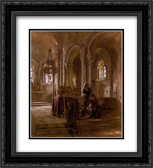 Pelerinage Pour L'Enfant Malade: Eglise De Plein'Pied, Bourges 20x22 Black Ornate Wood Framed Art Print Poster with Double Matting by L'Hermitte, Leon Augustin