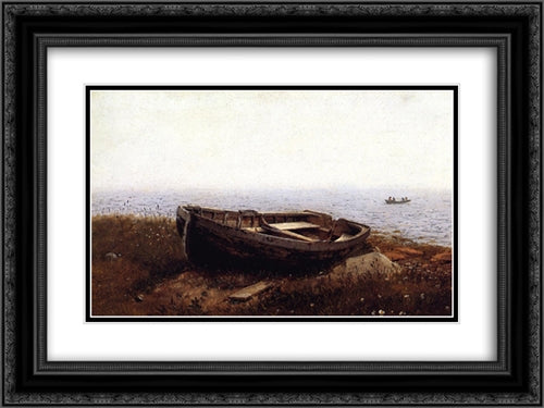 The Old Boat 24x18 Black Ornate Wood Framed Art Print Poster with Double Matting by Church, Frederic Edwin