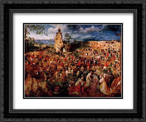 The Procession to Calvary 24x20 Black Ornate Wood Framed Art Print Poster with Double Matting by Bruegel the Elder, Pieter