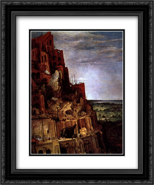 The Tower of Babel [detail] 20x24 Black Ornate Wood Framed Art Print Poster with Double Matting by Bruegel the Elder, Pieter