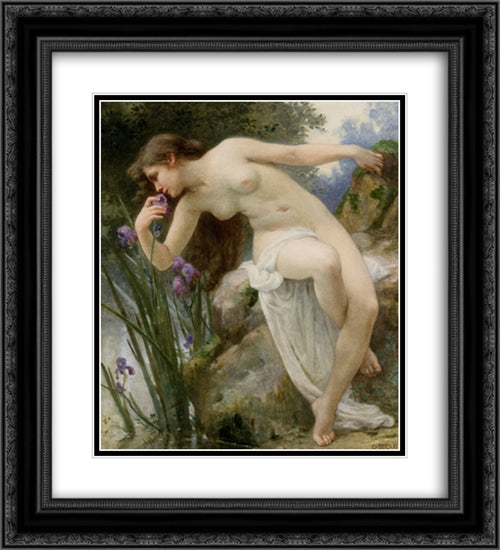 Fragrant Iris 20x22 Black Ornate Wood Framed Art Print Poster with Double Matting by Seignac, Guillaume