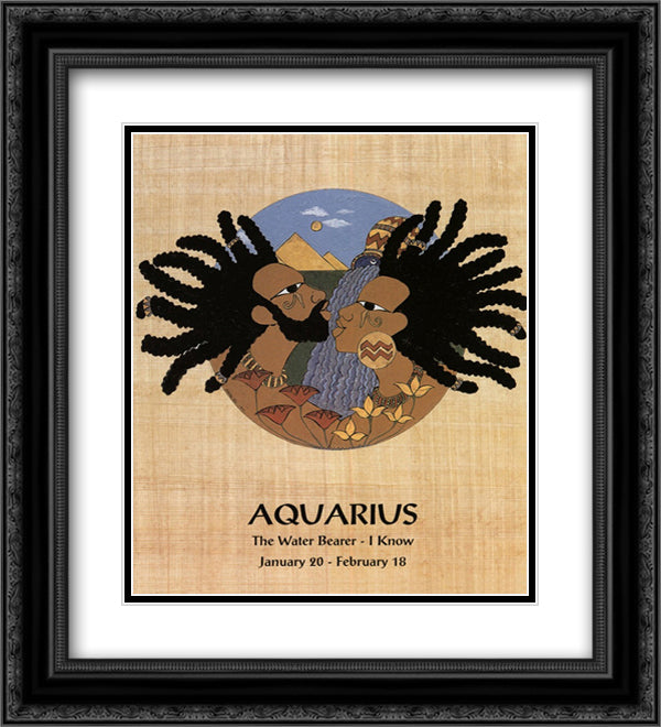 Aquarius (Jan 20-Feb 18) 12x14 Black Ornate Wood Framed Art Print Poster with Double Matting by Orah El
