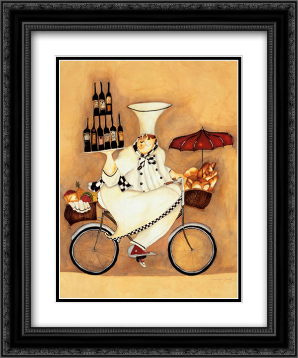 Wine Peddler 11x13 Black Ornate Wood Framed Art Print Poster with Double Matting by Garant, Jennifer