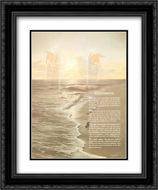 Footprints 15x18 Black Ornate Wood Framed Art Print Poster with Double Matting by Hahlbohm, Danny