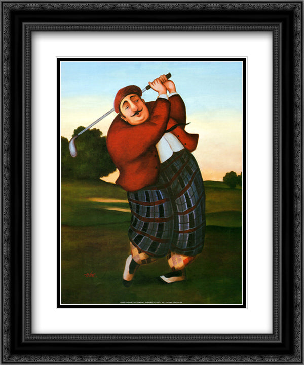 Golf Fore 15x18 Black Ornate Wood Framed Art Print Poster with Double Matting by Chiu, T. C.