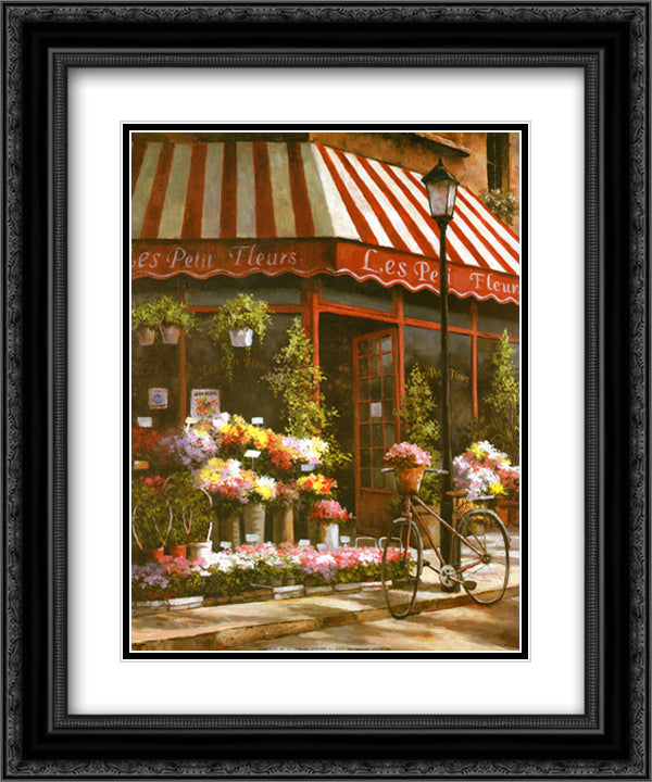 Les Petits Fleurs 15x18 Black Ornate Wood Framed Art Print Poster with Double Matting by Chiu, T. C.