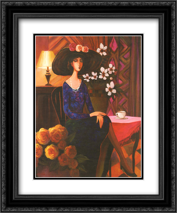 Tea Time Left 15x18 Black Ornate Wood Framed Art Print Poster with Double Matting by Chiu, T. C.