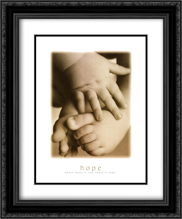 Hope - Infant Hands Feet 15x18 Black Ornate Wood Framed Art Print Poster with Double Matting by Monahan, Laura