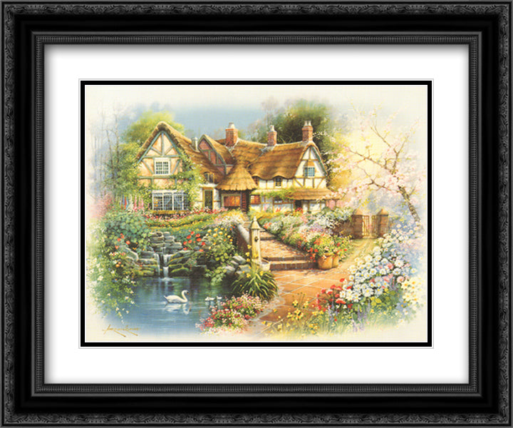 Country Cottages 9x8 Black Ornate Wood Framed Art Print Poster with Double Matting by Orpinas, Andres