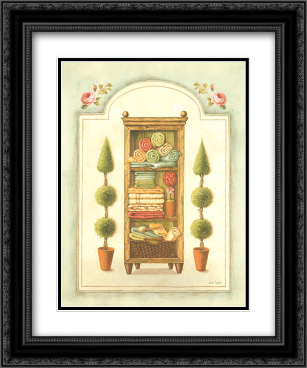 Fresh Linens 15x18 Black Ornate Wood Framed Art Print Poster with Double Matting by Audit, Lisa