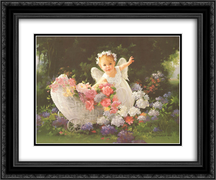 Baby Angel (Sm) 15x18 Black Ornate Wood Framed Art Print Poster with Double Matting by Birkenstock, Joyce