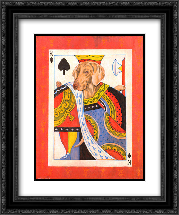 Weimaraner King of Spades 15x18 Black Ornate Wood Framed Art Print Poster with Double Matting by Phillips, Kari