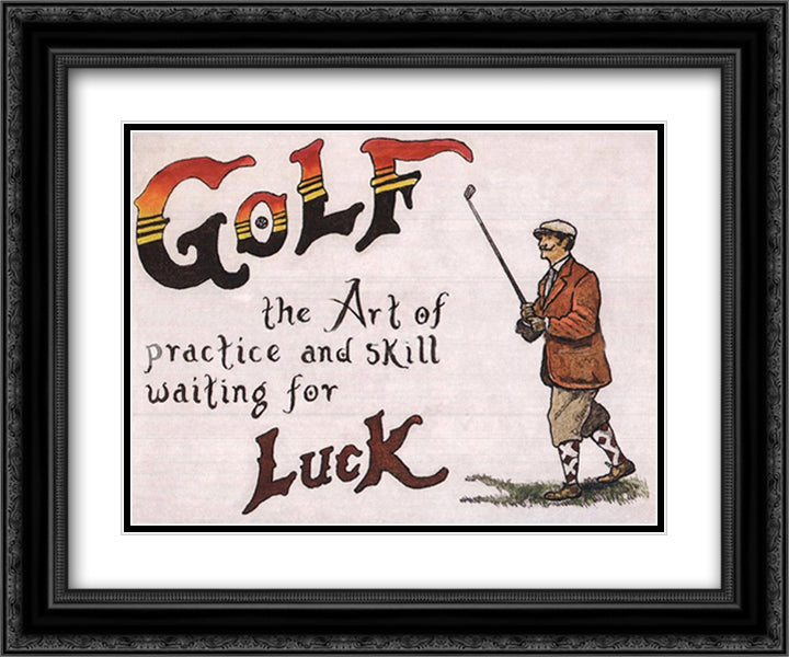 Golf-Duffer's Luck 14x12 Black Ornate Wood Framed Art Print Poster with Double Matting by Markovich, Geoff