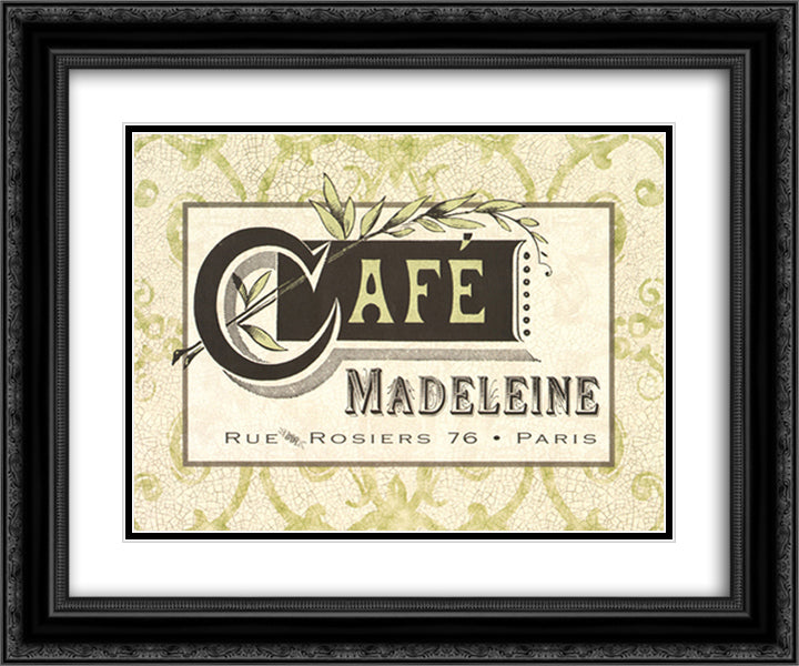 Cafe Madeleine 18x15 Black Ornate Wood Framed Art Print Poster with Double Matting