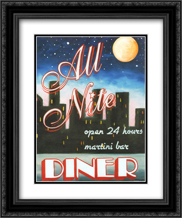 All Nite Diner 15x18 Black Ornate Wood Framed Art Print Poster with Double Matting by Jones, Catherine