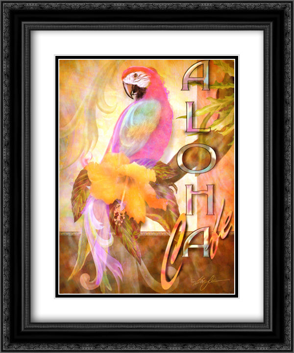 Aloha Cafe 15x18 Black Ornate Wood Framed Art Print Poster with Double Matting by Lee, Alma