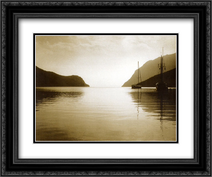 Serenity Inlet 15x18 Black Ornate Wood Framed Art Print Poster with Double Matting by Trevillion, Michael