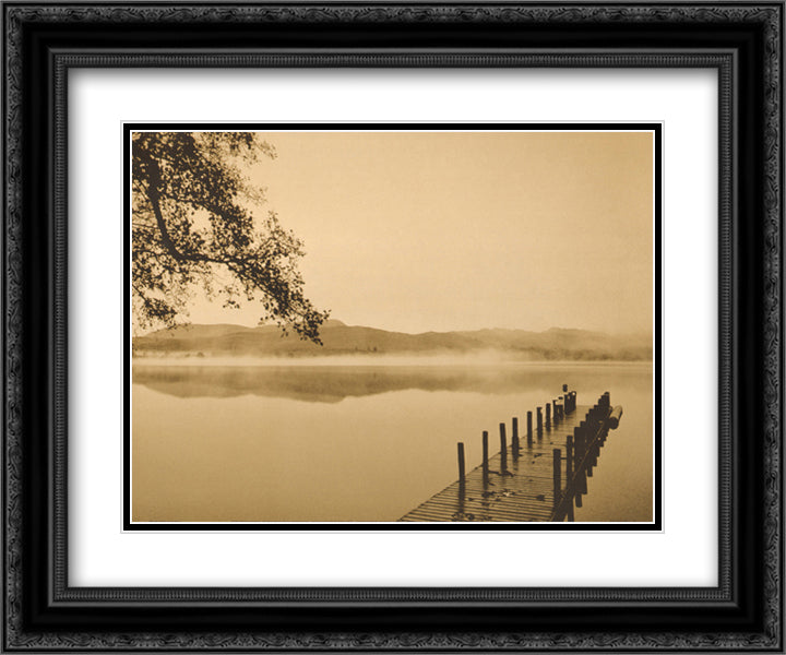 Serenity Dock 15x18 Black Ornate Wood Framed Art Print Poster with Double Matting by Trevillion, Michael