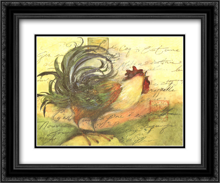 Le Rooster III 15x18 Black Ornate Wood Framed Art Print Poster with Double Matting by Winget, Susan