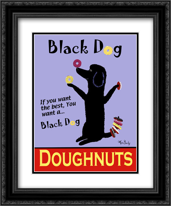Black Dog Doughnuts 15x18 Black Ornate Wood Framed Art Print Poster with Double Matting by Bailey, Ken