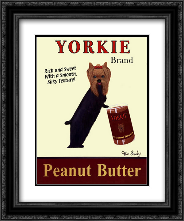 Yorkie Peanut Butter 16x19 Black Ornate Wood Framed Art Print Poster with Double Matting by Bailey, Ken