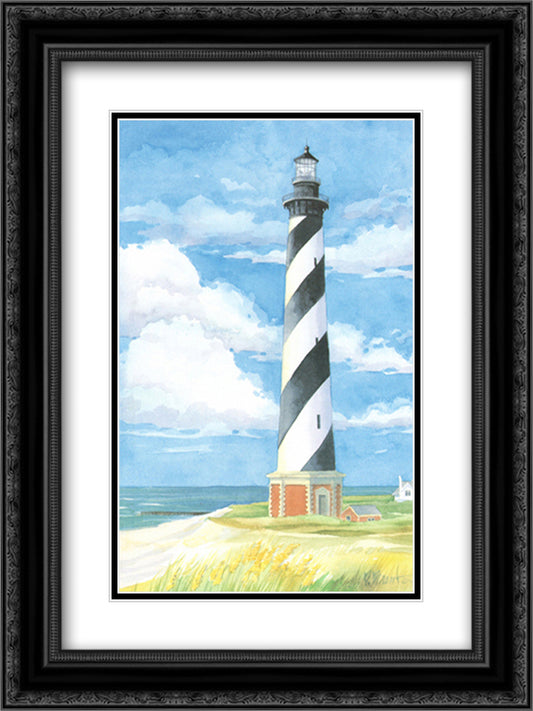 Lighthouse Cape Hatteras NC 16x19 Black Ornate Wood Framed Art Print Poster with Double Matting by Brent, Paul