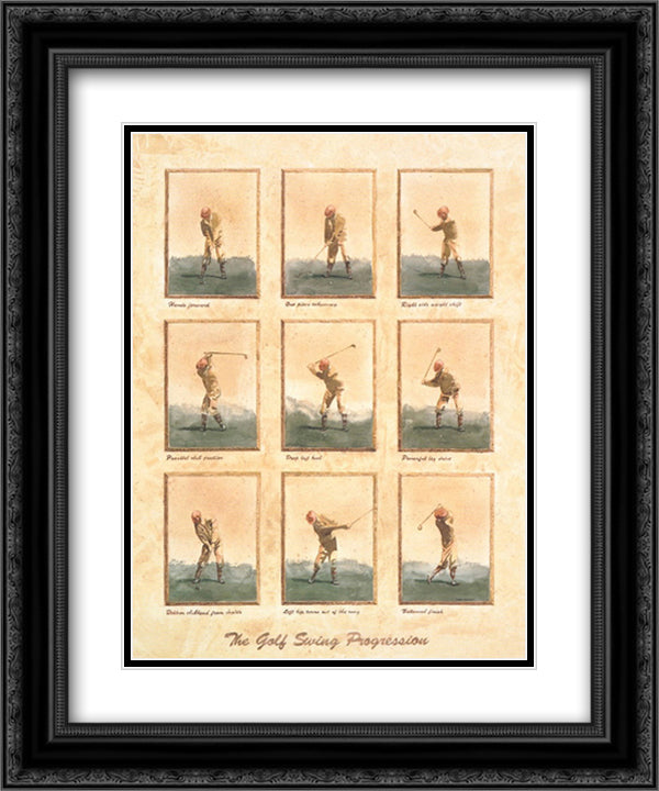 Golf Swing Progression(S) 15x19 Black Ornate Wood Framed Art Print Poster with Double Matting by Nichols, David