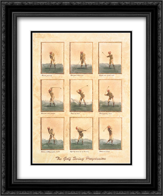 Golf Swing Progression(S) 15x19 Black Ornate Wood Framed Art Print Poster with Double Matting by Nichols, David