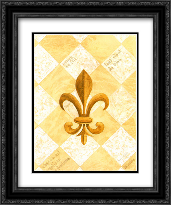 Fleur-De-Lis IV(L) 15x18 Black Ornate Wood Framed Art Print Poster with Double Matting by Nichols, David