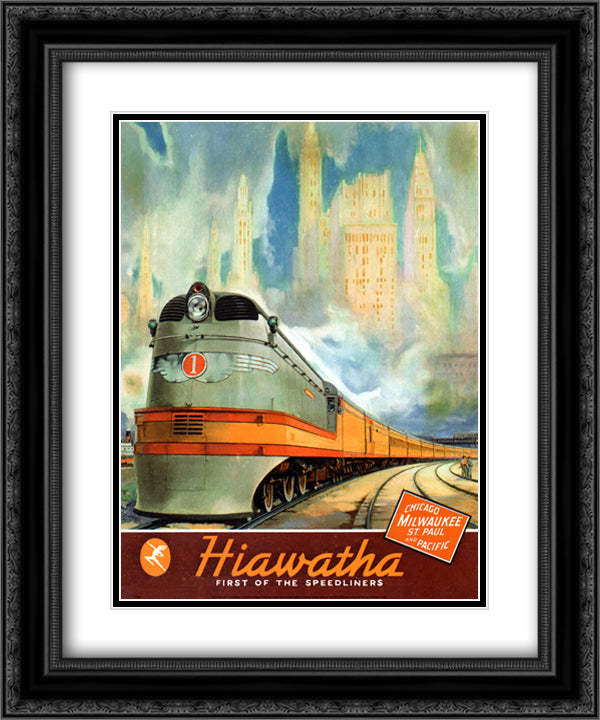 Hiawatha 1937 15x18 Black Ornate Wood Framed Art Print Poster with Double Matting by Gunmach