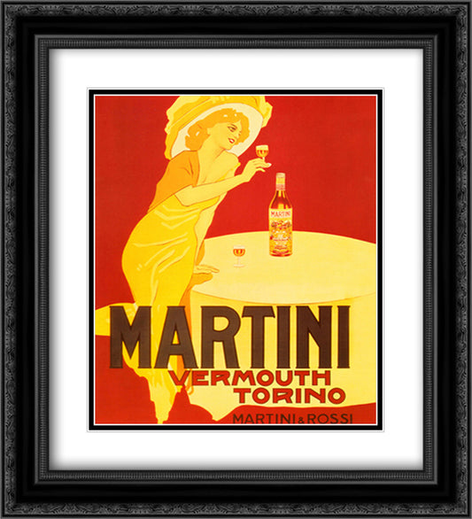 Martini & Rossi Vermouth Torino 15x18 Black Ornate Wood Framed Art Print Poster with Double Matting