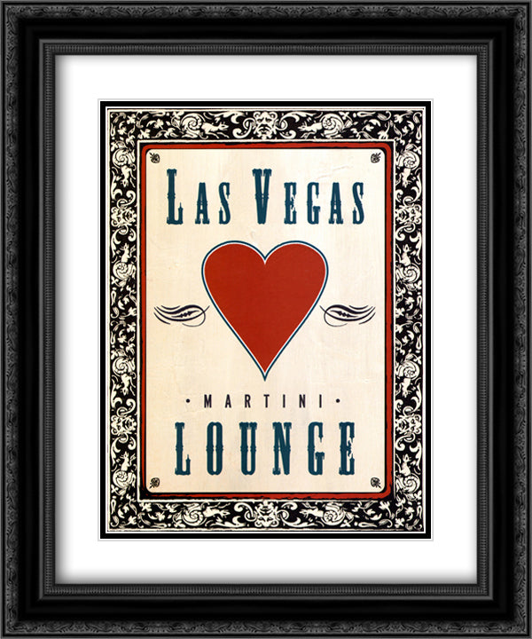 Martini Lounge 15x18 Black Ornate Wood Framed Art Print Poster with Double Matting