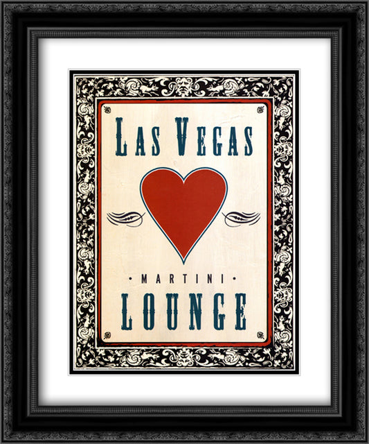 Martini Lounge 15x18 Black Ornate Wood Framed Art Print Poster with Double Matting