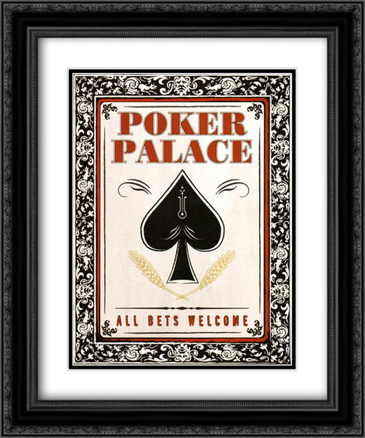 Poker Palace 15x18 Black Ornate Wood Framed Art Print Poster with Double Matting