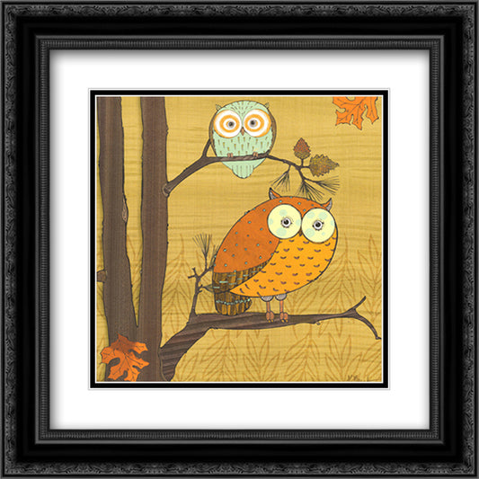 Awesome Owls I 12x12 Black Ornate Wood Framed Art Print Poster with Double Matting by Brent, Paul